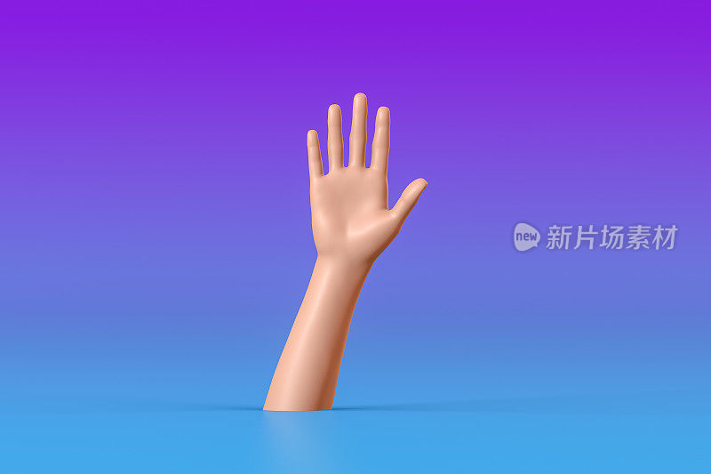 3D手势，女性人体模型，打开手掌