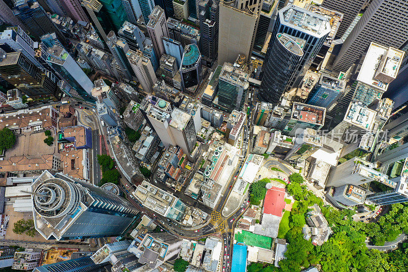 香港城市的无人机视图