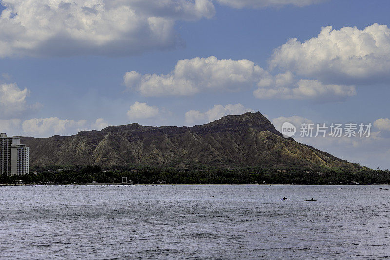 世界著名的钻石头俯瞰夏威夷瓦胡岛檀香山的怀基基海滩