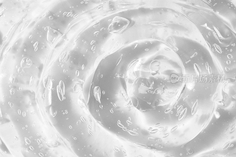 白色水波纹抽象或天然泡沫纹理背景，手皂，凝胶泡沫摄影