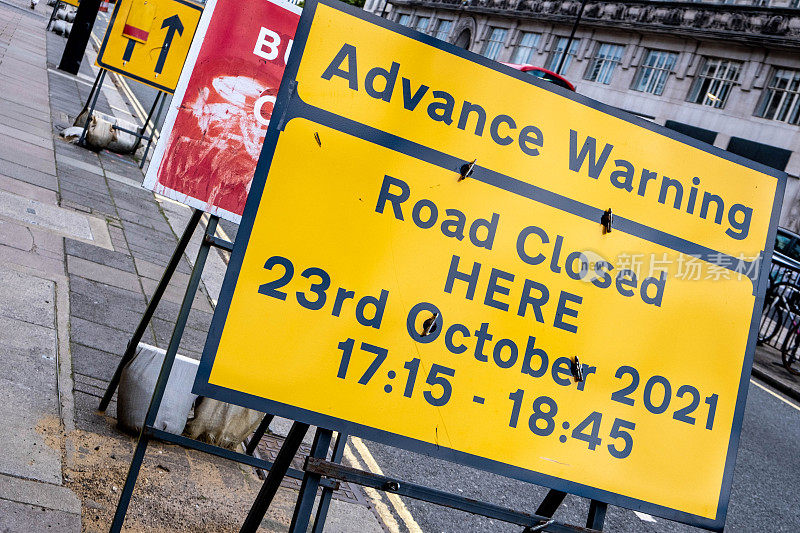 伦敦市中心窝打老鸦桥道路封闭的预先警告