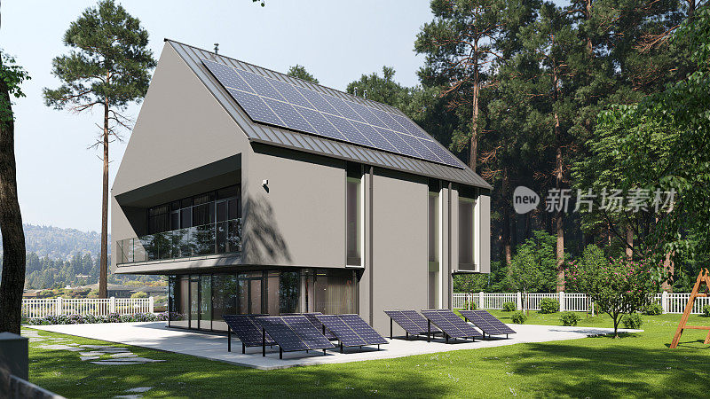 现代住宅与太阳能电池板