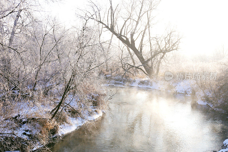 冬季河流中的雪景