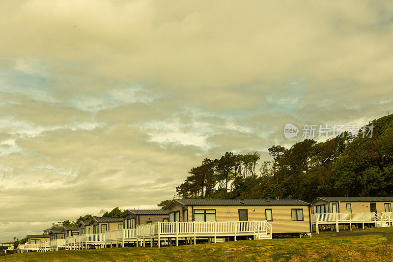 移动避暑别墅在海岸的米尔波特镇在著名的旅游坎布雷岛附近的大格拉斯哥苏格兰英格兰英国