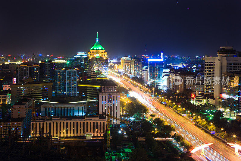 俯瞰北京长安街夜景