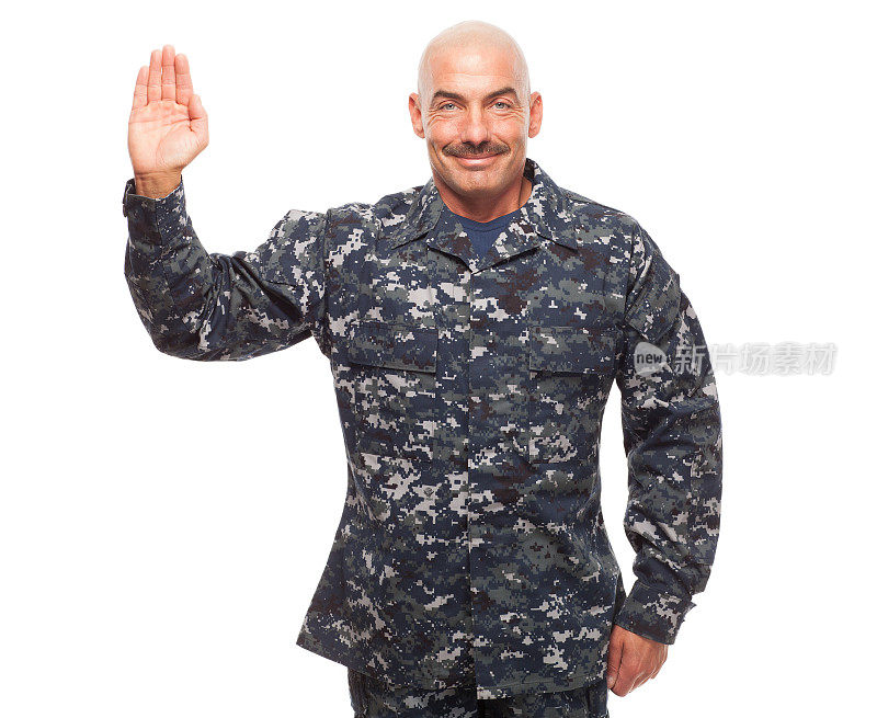 水手在白色背景下宣誓。
