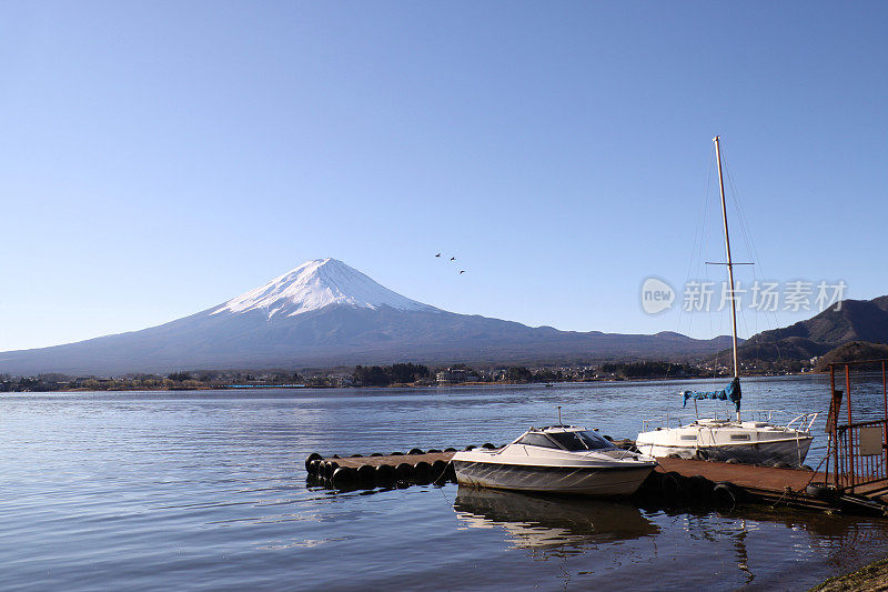 从川口湖看富士山