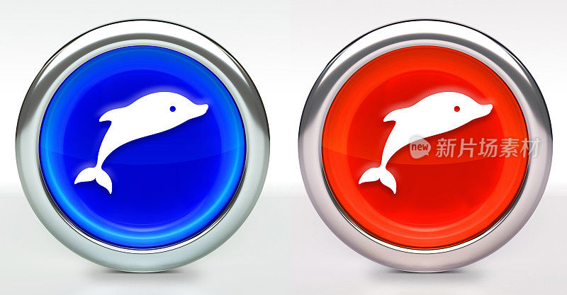 海豚图标按钮与金属环