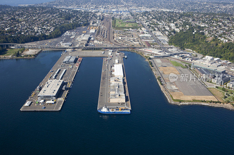 西雅图港鸟瞰图，华盛顿大都市区