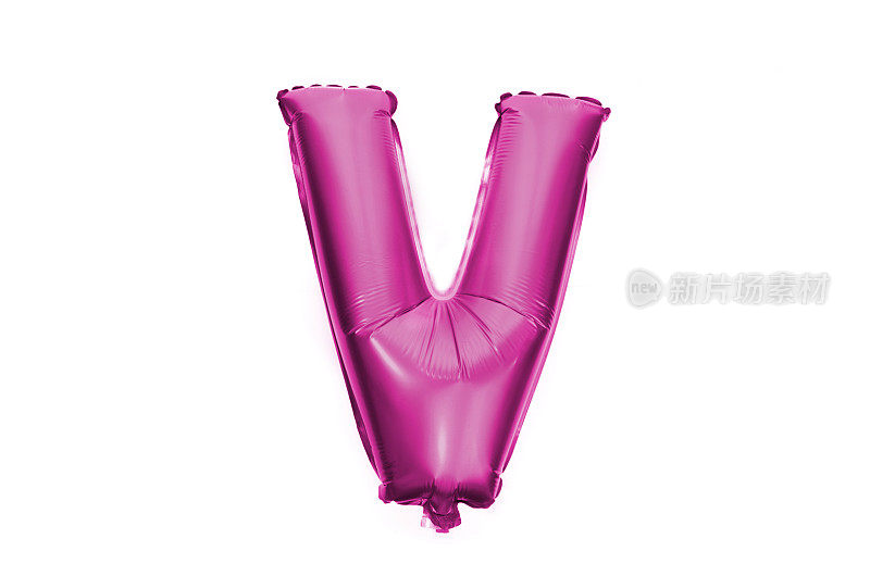 字母v用粉红色的氦气球写的