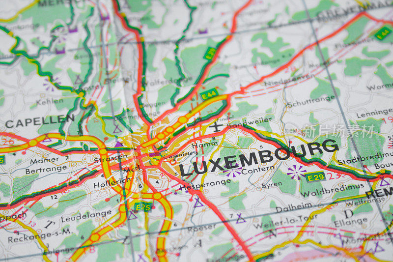 地图上的卢森堡