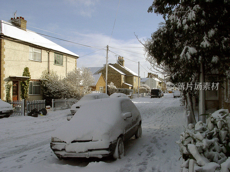 英国郊区一个下雪的早晨