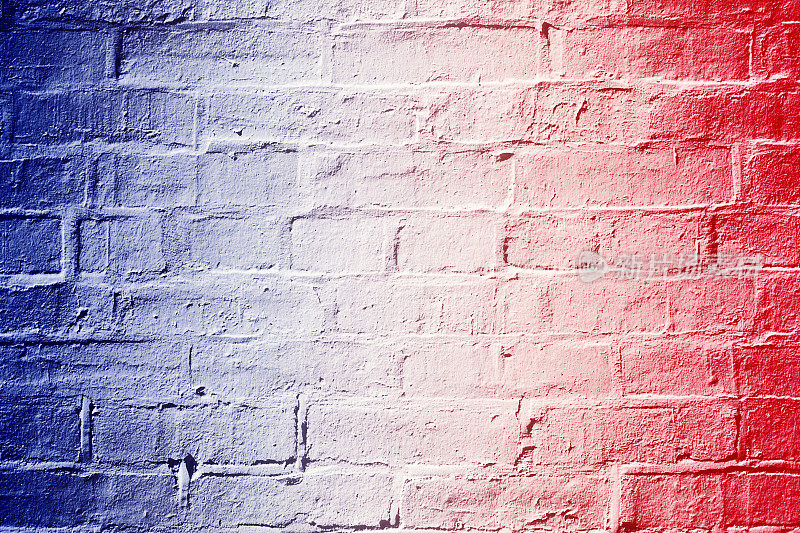 红白蓝砖墙背景纹理