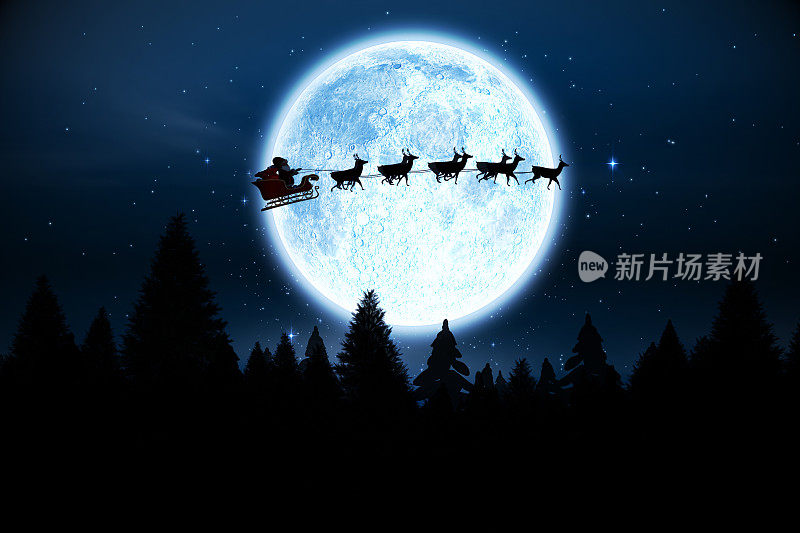 圣诞老人飞过夜空