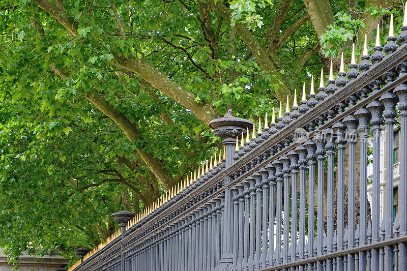 英国伦敦维多利亚时代的熟铁栅栏