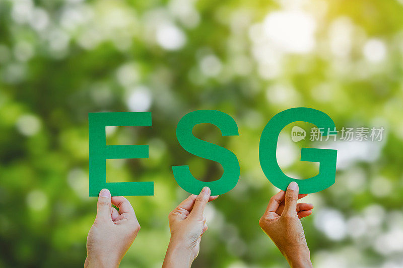 ESG概念，可持续发展目标(SDGs)环境、社会和治理的ESG图标，世界可持续环境技术概念。