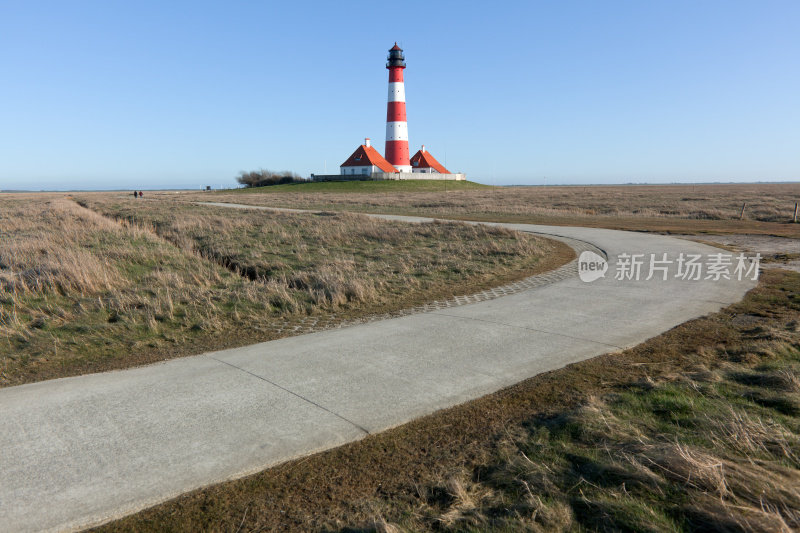 Westerhever灯塔，蔚蓝的天空