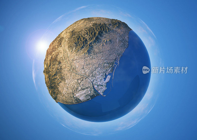 巴塞罗那3D小星球360度球面全景图