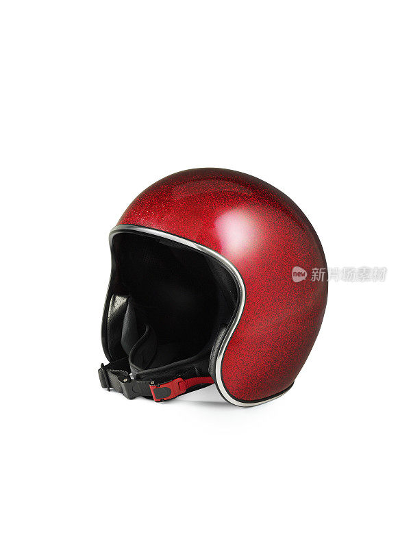 红色摩托车头盔孤立在白色上