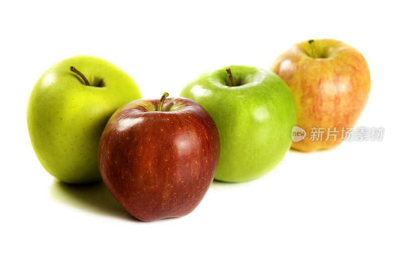 分类苹果孤立在白色背景上