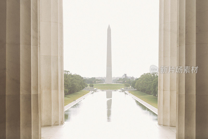 华盛顿纪念碑反映池在夏季特区的里程碑历史美国