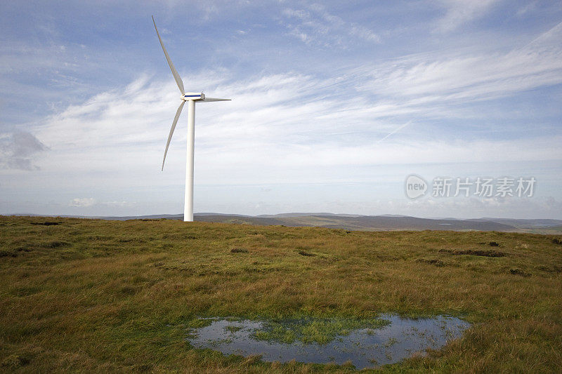 绿色能源，设得兰群岛的一个风力涡轮机