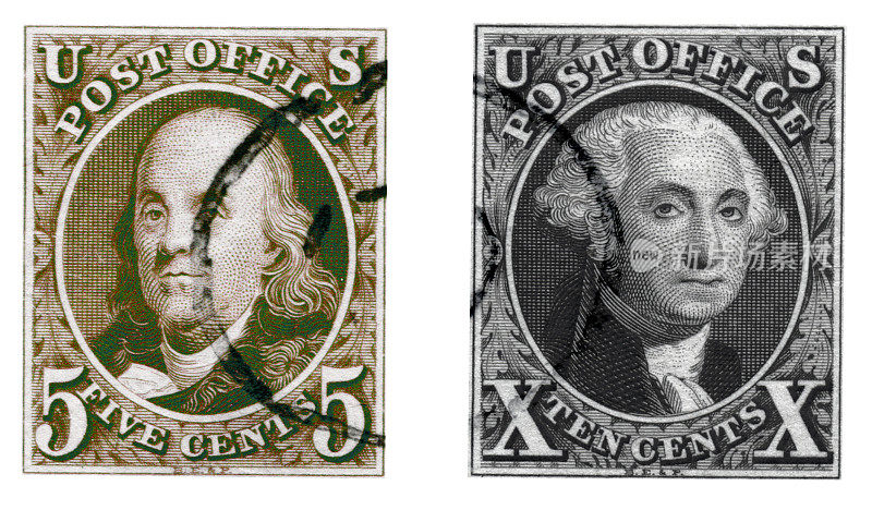 头两枚美国邮票