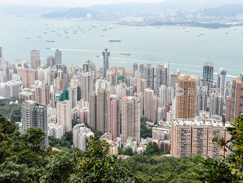 鸟瞰图的香港城市景观