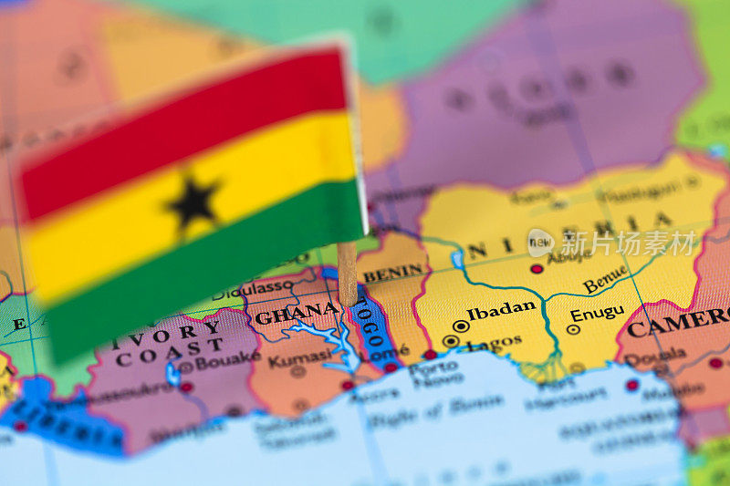 加纳地图和旗帜