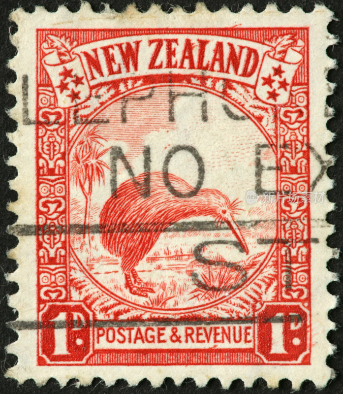 新西兰旧邮票上的几维鸟