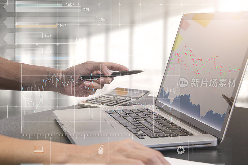 业务分析图表股票市场交易与股票图表数据，财务和投资概念。