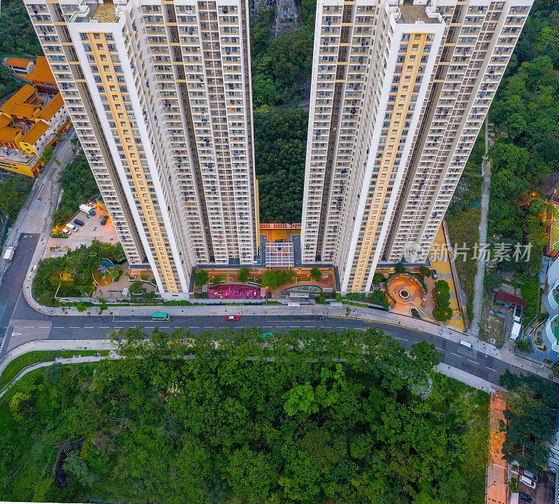 香港城市景观，大多是公寓大楼