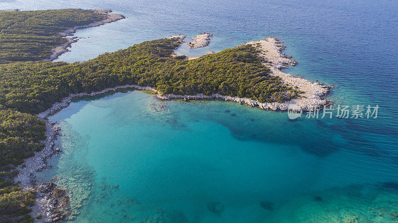 克罗地亚海岸线的Arial视图