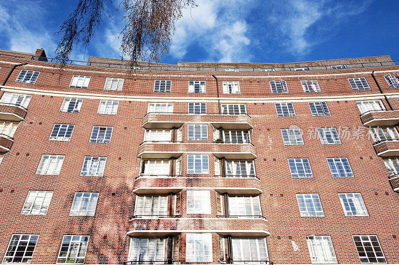 装饰艺术红砖公寓楼，克里夫顿，布里斯托尔，英国