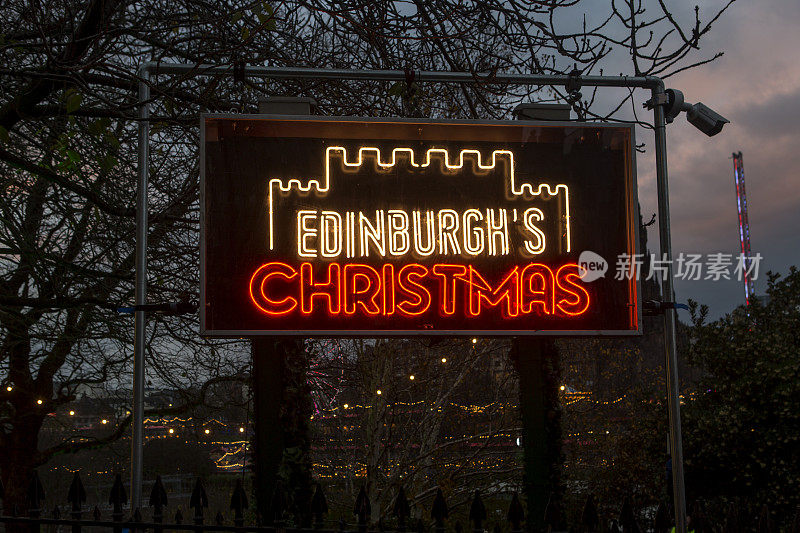 英格兰苏格兰爱丁堡圣诞冬季市场的标志