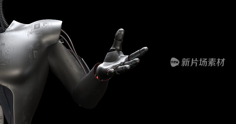 仿生机器人的手臂。先进的技术。人工智能人形。