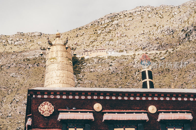 中国西藏拉萨的寺庙景观。