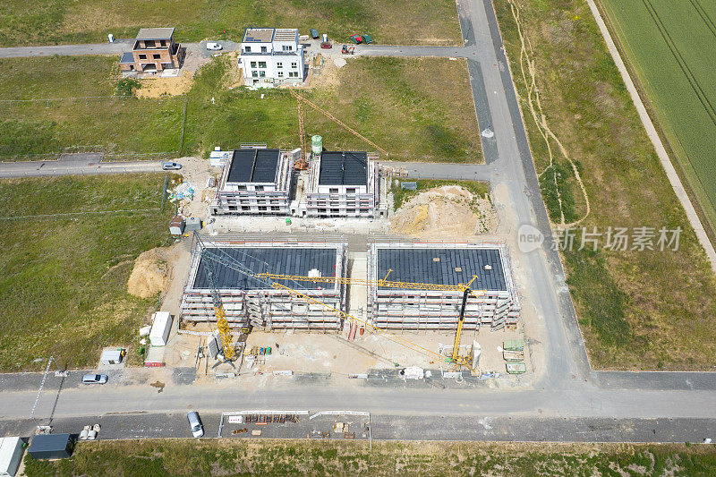 住宅建筑工地。发展区，鸟瞰图