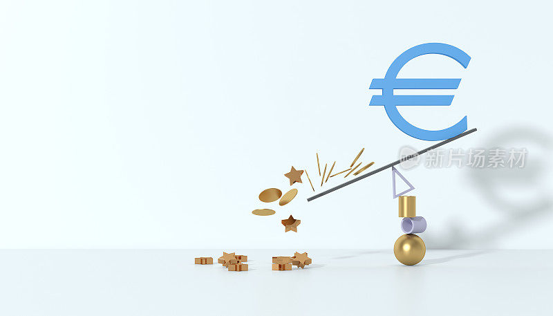 欧元符号。欧洲的通货膨胀