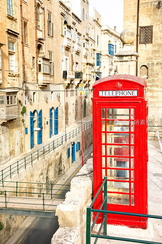 红色电话亭，瓦莱塔市，马耳他