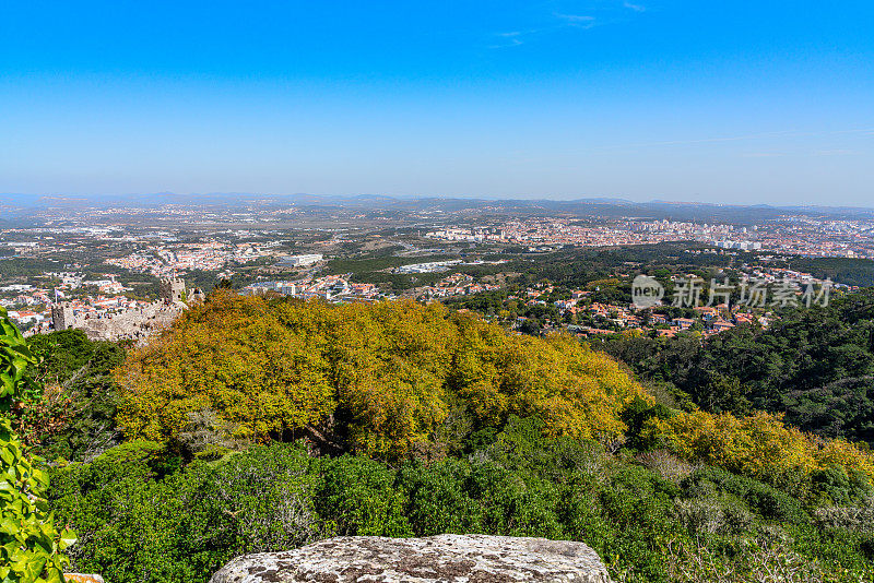 葡萄牙辛特拉镇鸟瞰图。