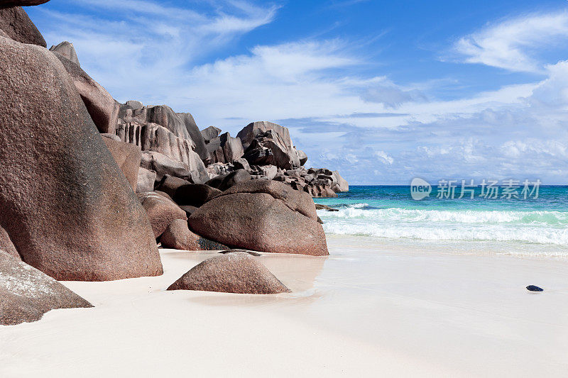 塞舌尔梦幻海滩的花岗岩