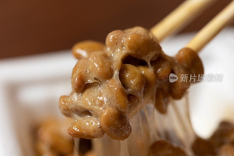 日本超级食物纳豆(发酵大豆)特写