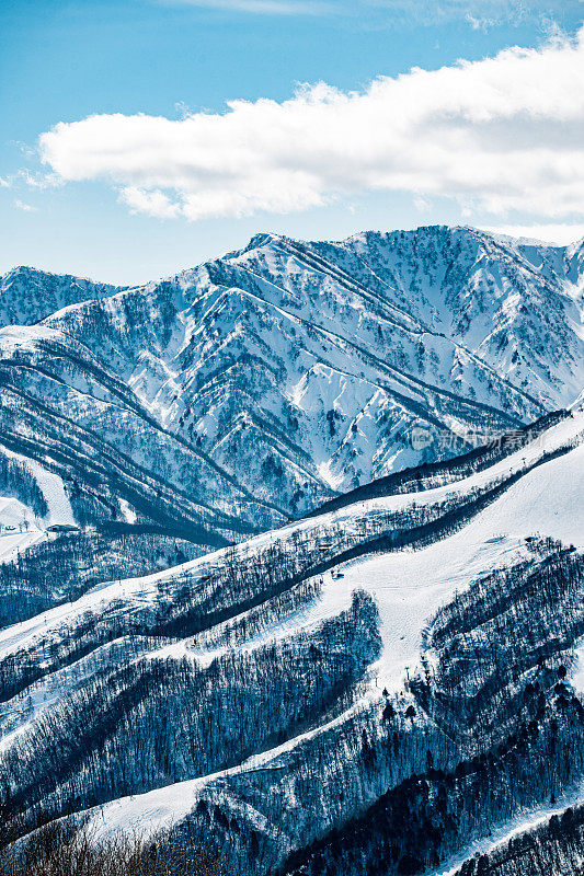 日本白波，白雪皑皑的日本山