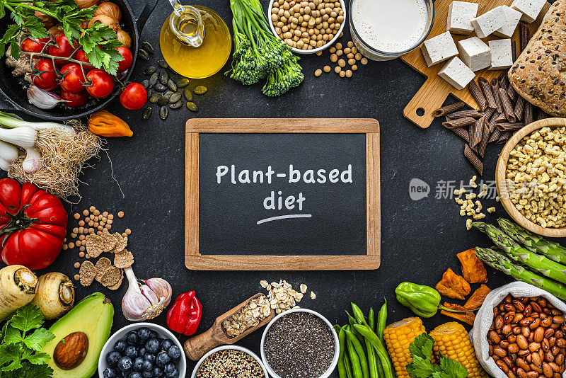 素食主义:有机蔬菜和肉类替代品的概念