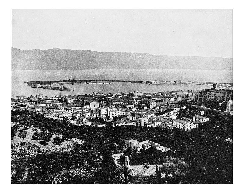 19世纪意大利西西里岛的墨西拿全景照片