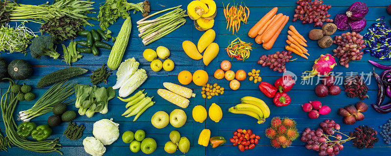 不同的水果和蔬菜有助于健康饮食
