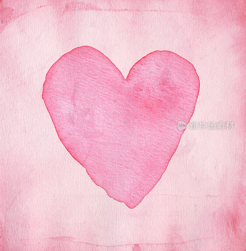 粉红色的水彩的心