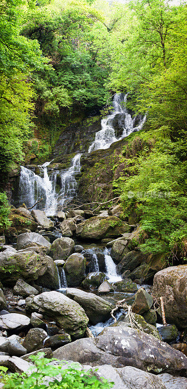 爱尔兰凯里郡托克瀑布全景