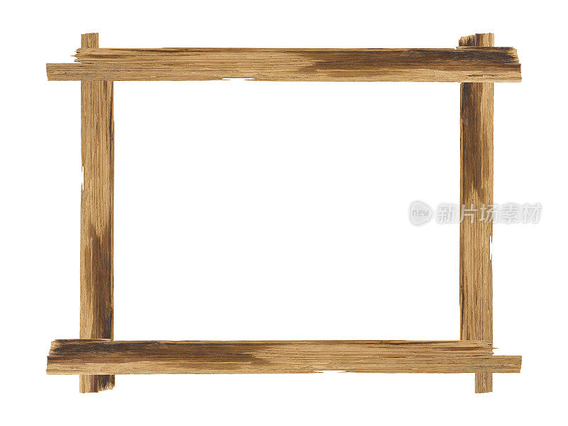 由木板制成的相框，木头孤立在白色背景上